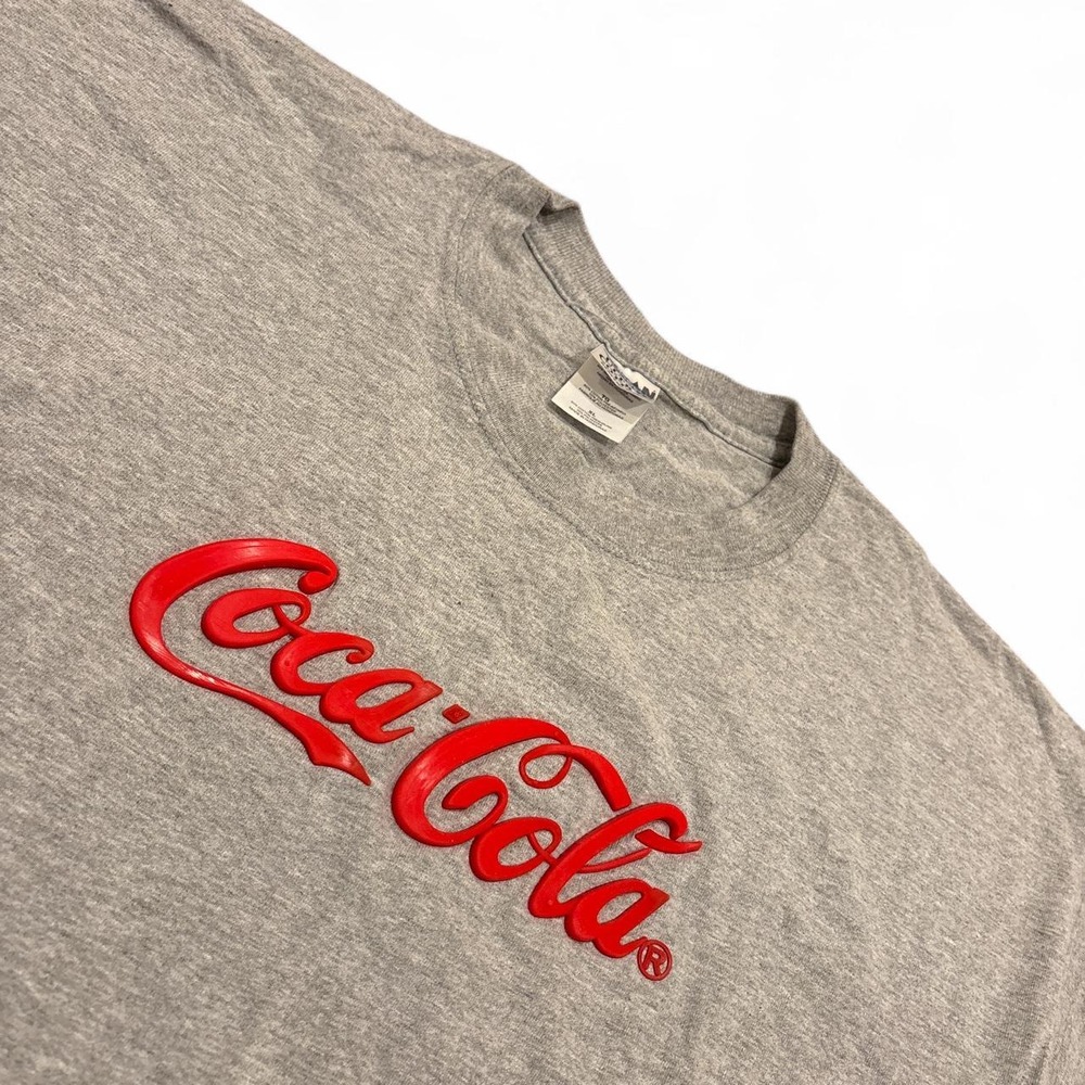 Coca-Cola Mens Gray Embroidered Logo Graphic T-Shirt Short Sleeve XL